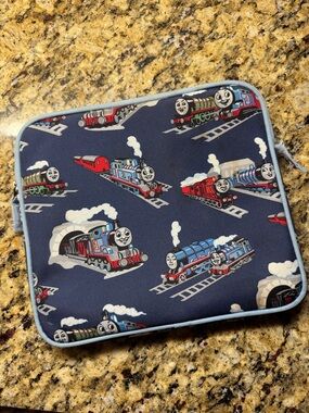 PBK Thomas & Friends Navy Blue Train Print Padded Tech Case with Light Blue Trim